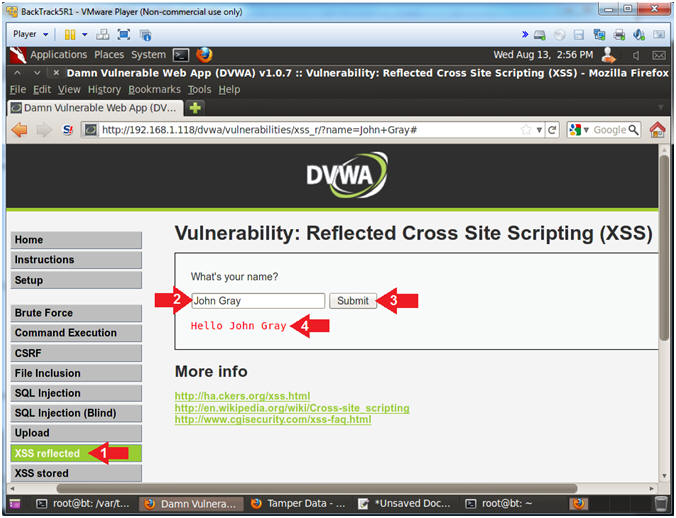 Exploiting DVWA Using Reflected Cross-Site Scripting (XSS)