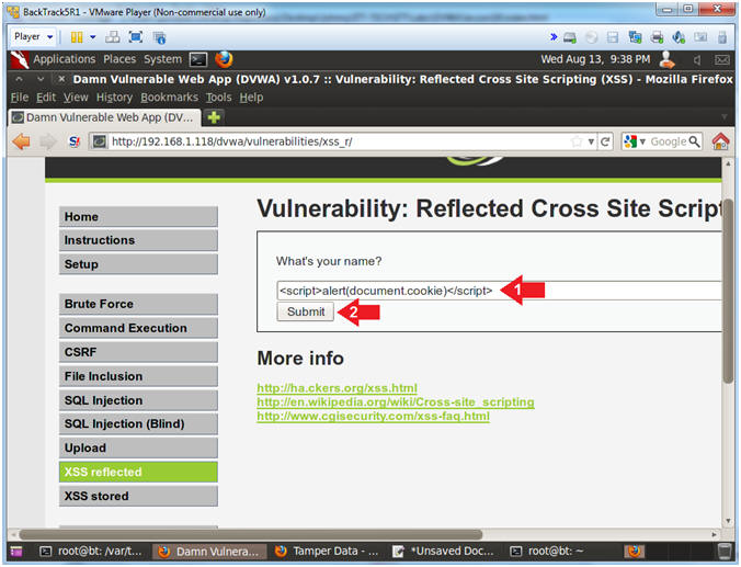 Exploiting DVWA Using Reflected Cross-Site Scripting (XSS)